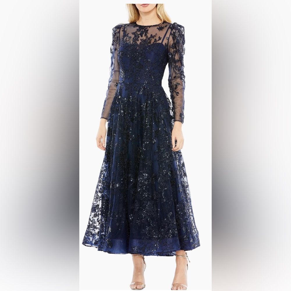 MAC DUGGAL Embellished Illusion High Neck A-Line Gown 6 NWT Style 10799 $598